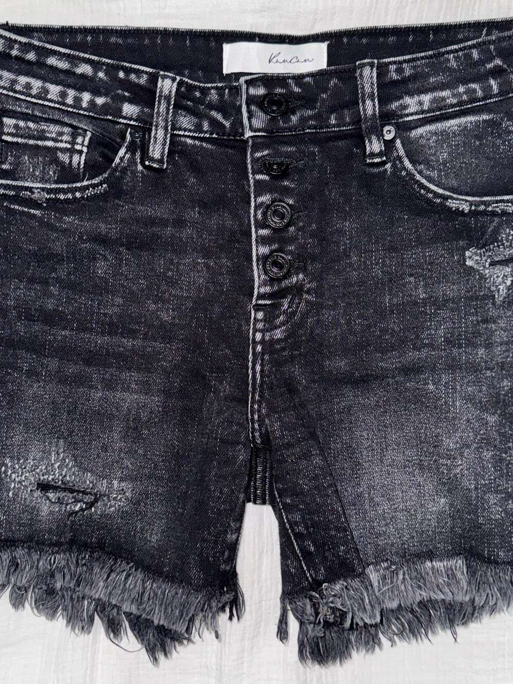 Kancan KC7334DG Acid Wash Denim Shorts Black